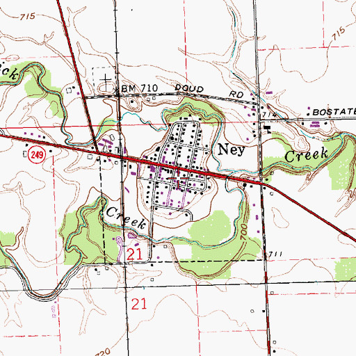 Topographic Map of Ney Post Office, OH