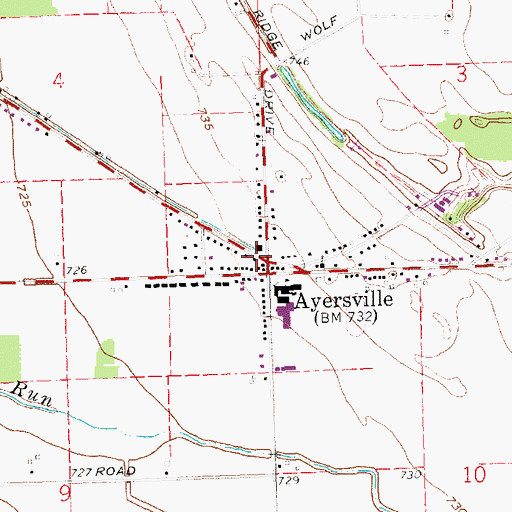 Topographic Map of Ayersville Post Office (historical), OH