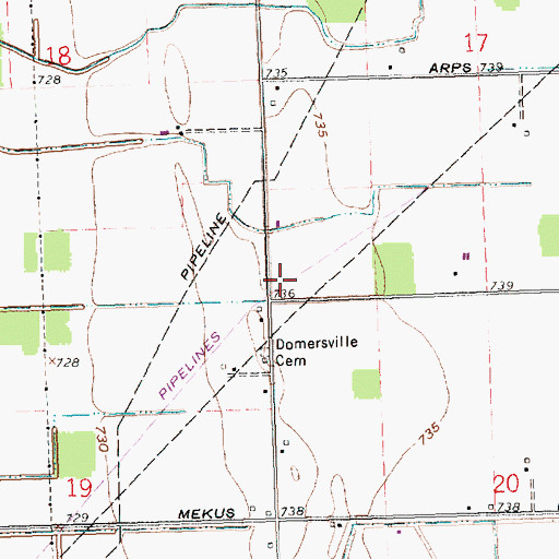 Topographic Map of Domerville Post Office (historical), OH