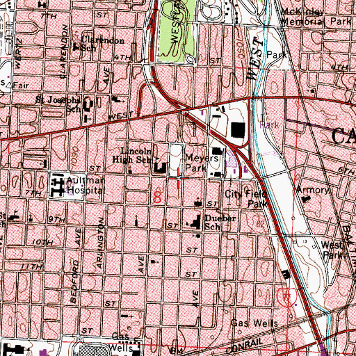 Topographic Map of Lincoln High School, OH
