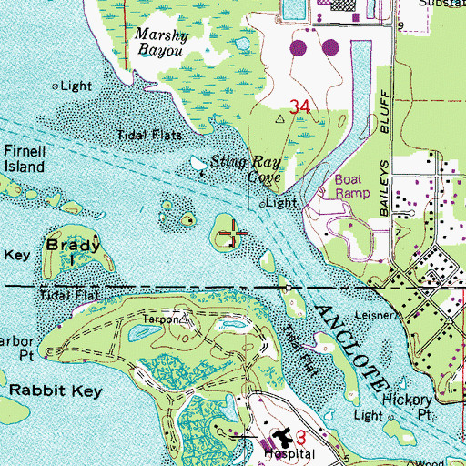 Topographic Map of Sunset Key, FL