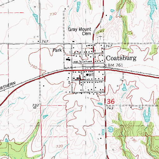 Topographic Map of Saint Peters Lutheran Church, IL