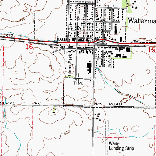 Topographic Map of Waterman Bible Church, IL