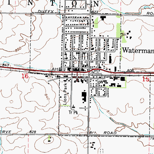 Topographic Map of Waterman City Hall, IL