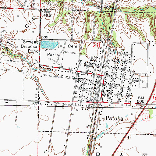 Topographic Map of Patoka Christian Church, IL