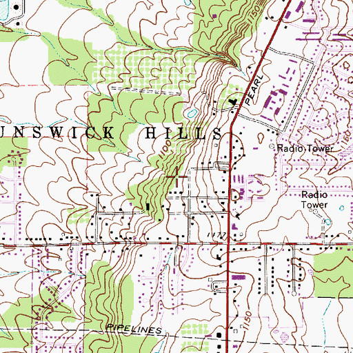 Topographic Map of Princess Ledges Natural Area, OH