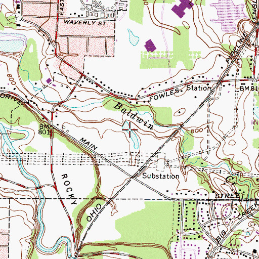 Topographic Map of Big Creek Metro Reservation, OH