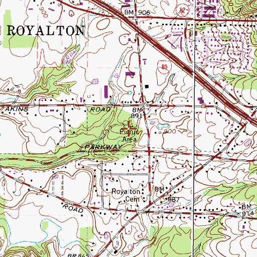 Topographic Map of Brecksville Metropolitan Reservation, OH