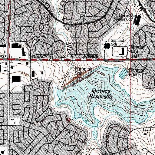 Topographic Map of Quincy Dam, CO
