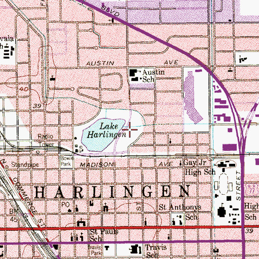 Topographic Map of Liberty Park, TX