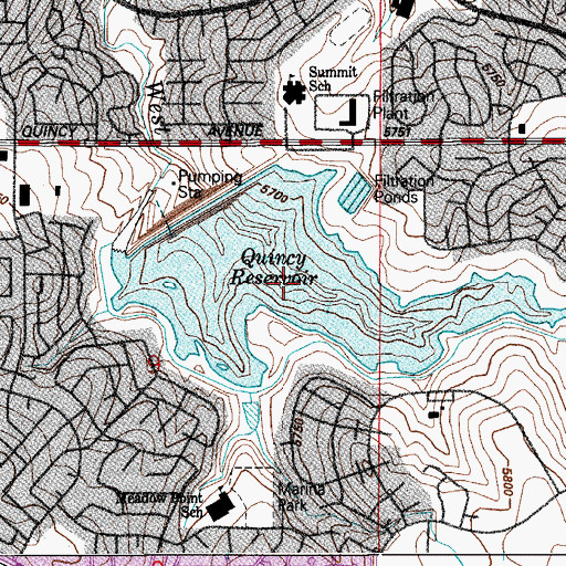 Topographic Map of Quincy Reservoir, CO