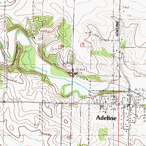 Topographic Map of Adeline Quarry, IL