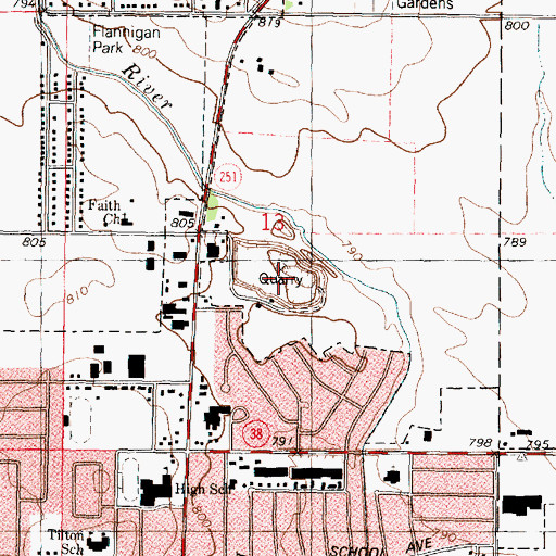 Topographic Map of O'Neill Quarry, IL
