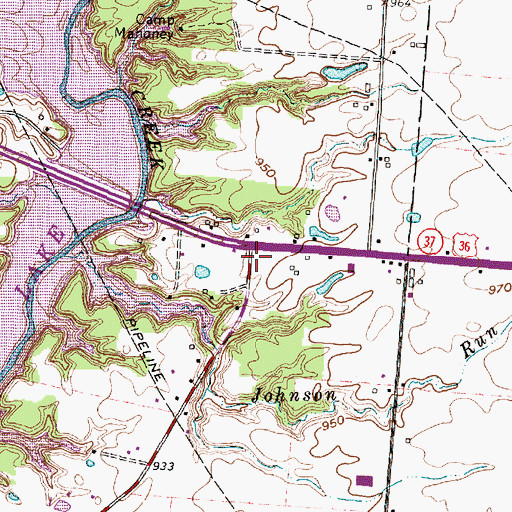 Topographic Map of Alum Creek Post Office (historical), OH