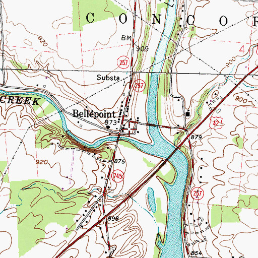 Topographic Map of Bellpoint Post Office (historical), OH