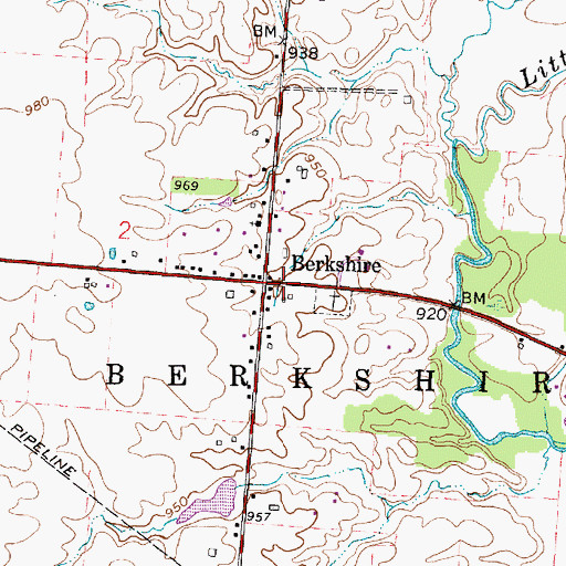 Topographic Map of Berkshire Post Office (historical), OH