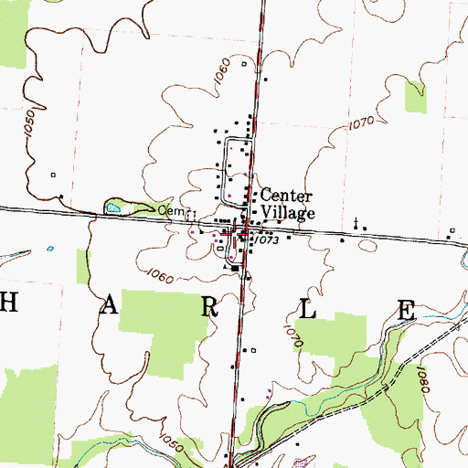 Topographic Map of Center Village Post Office (historical), OH