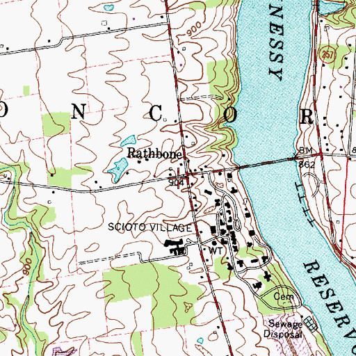 Topographic Map of Rathbone Post Office (historical), OH