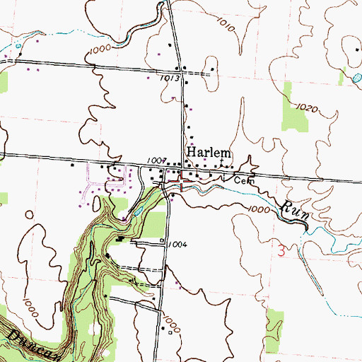 Topographic Map of Harlem Post Office (historical), OH