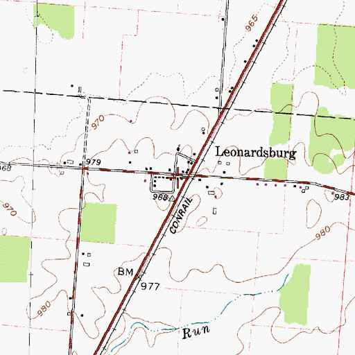 Topographic Map of Leonardsburg Post Office (historical), OH