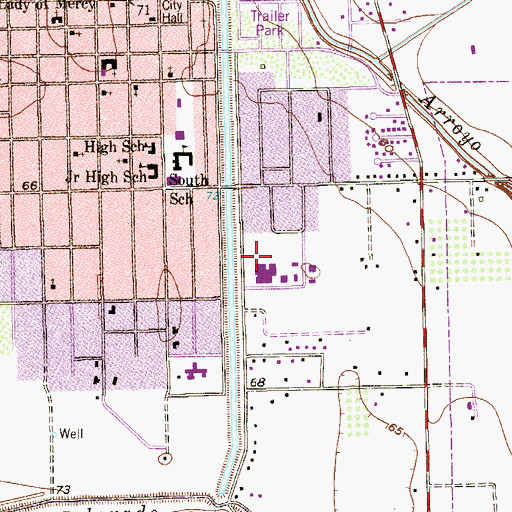 Topographic Map of Mercedes High School, TX