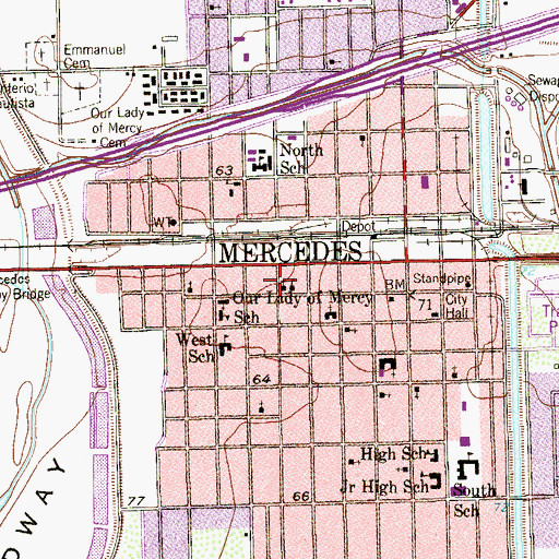 Topographic Map of An Rico Elementary School, TX
