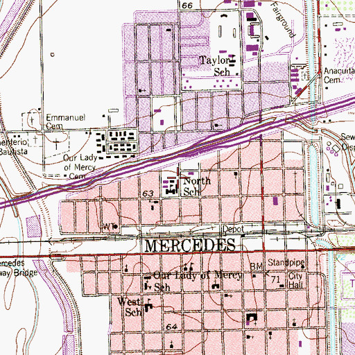 Topographic Map of Kennedy Elementary School, TX