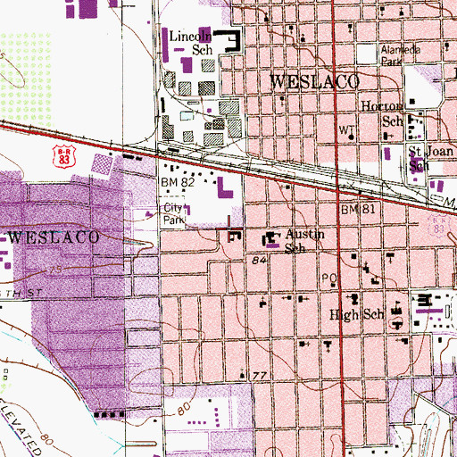 Topographic Map of South Texas Community College, TX