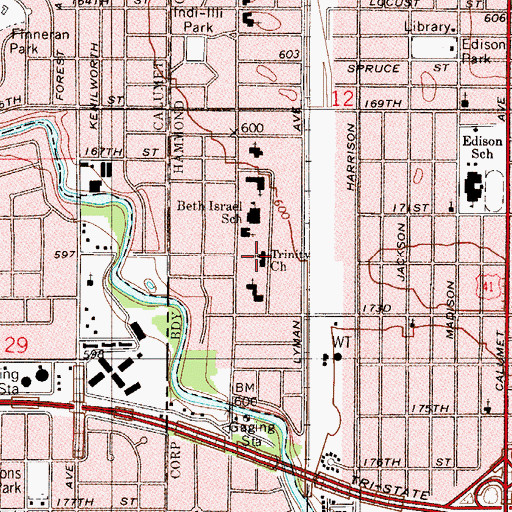 Topographic Map of Trinity Evangelical Lutheran Church, IN