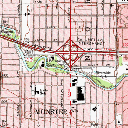 Topographic Map of Unity Church, IN