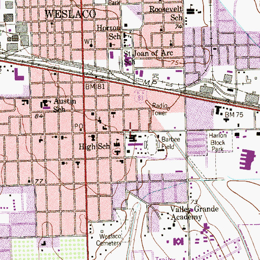 Topographic Map of Central Middle School, TX