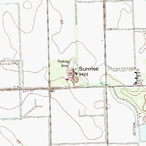 Topographic Map of Sunrise Hill County Park, TX