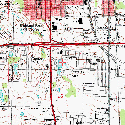 Topographic Map of Mercherle Park, IL