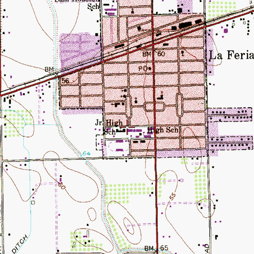Topographic Map of Roosevelt Elementary School, TX