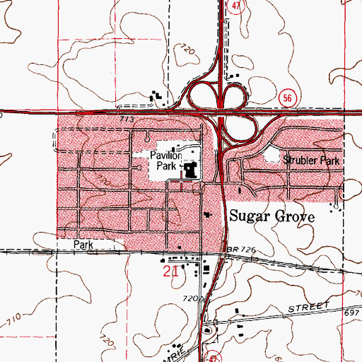 Topographic Map of Sugar Grove Public Library, IL