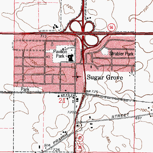 Topographic Map of Sugar Grove United Methodist Church, IL