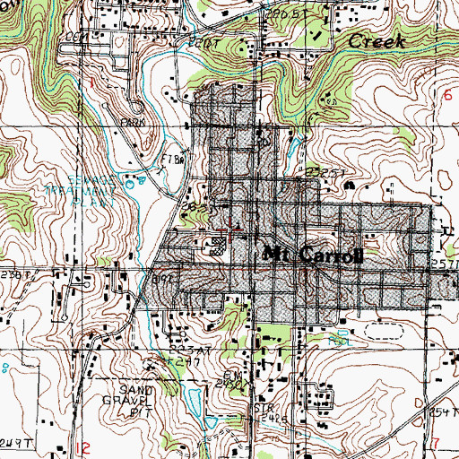 Topographic Map of Mount Carroll United Methodist Church, IL