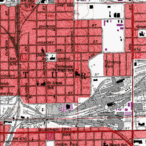 Topographic Map of Centennial Junior High School, IL