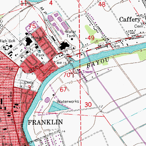 Topographic Map of Stirling Cemetery, LA