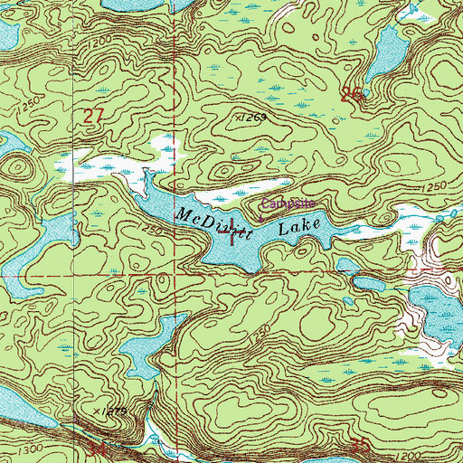 Topographic Map of McDivitt Lake, MN