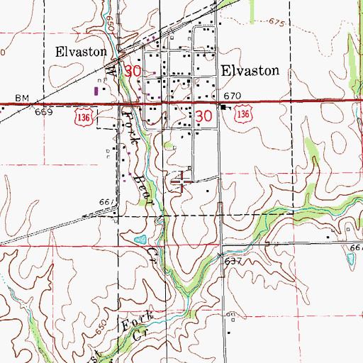 Topographic Map of Elvaston Cemetery, IL