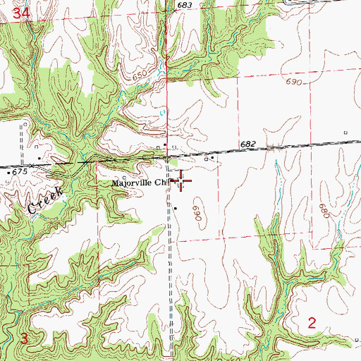 Topographic Map of Majorville Cemetery, IL