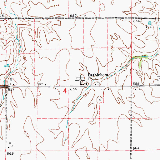 Topographic Map of Bethlehem Church of Christ Cemetery, IL