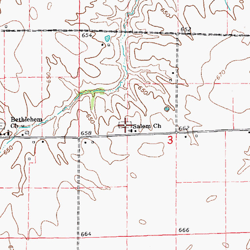 Topographic Map of Salem Church-Sutter Cemetery, IL