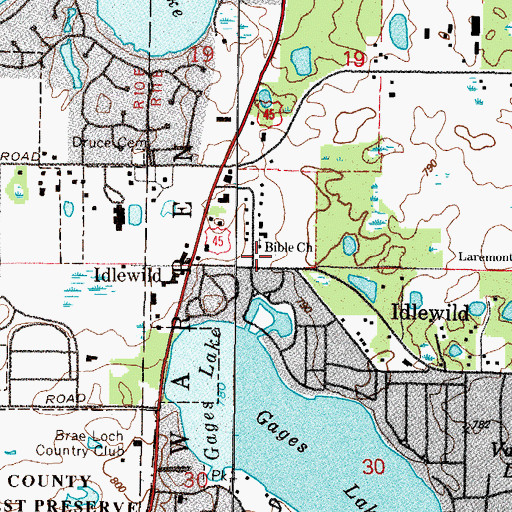 Topographic Map of Bible Church, IL