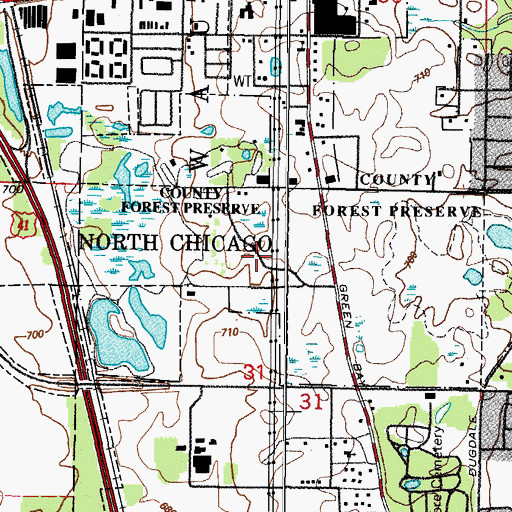 Topographic Map of Greenbelt County Forest Preserve, IL