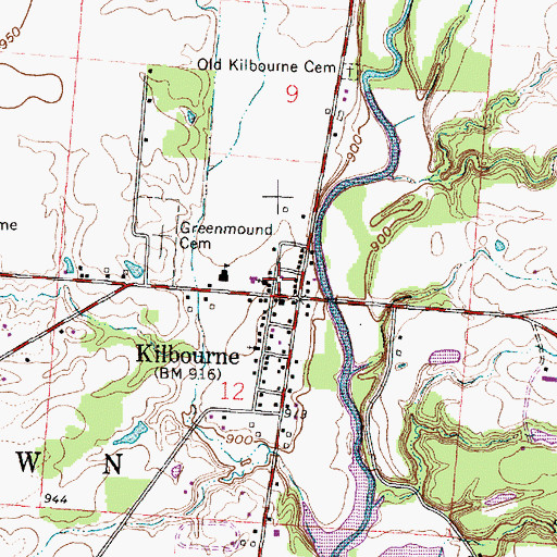 Topographic Map of Kilbourne Post Office, OH