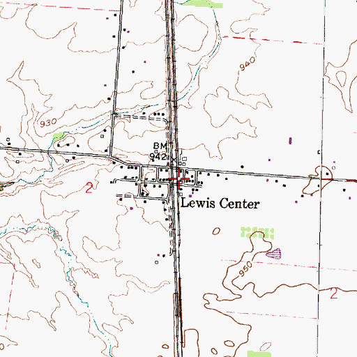 Topographic Map of Lewis Center Post Office, OH