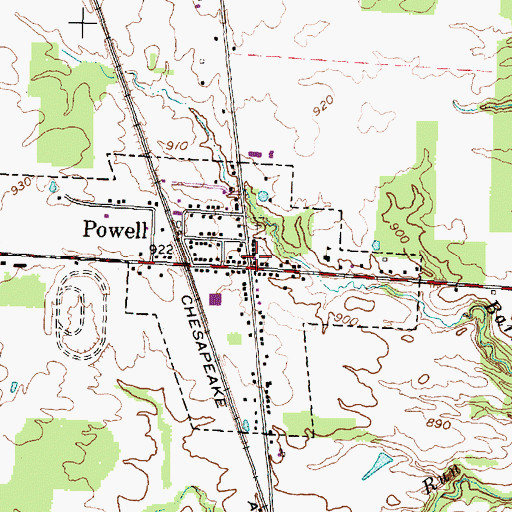 Topographic Map of Powell Post Office, OH