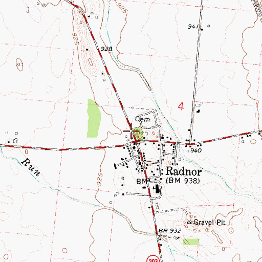 Topographic Map of Radnor Post Office, OH